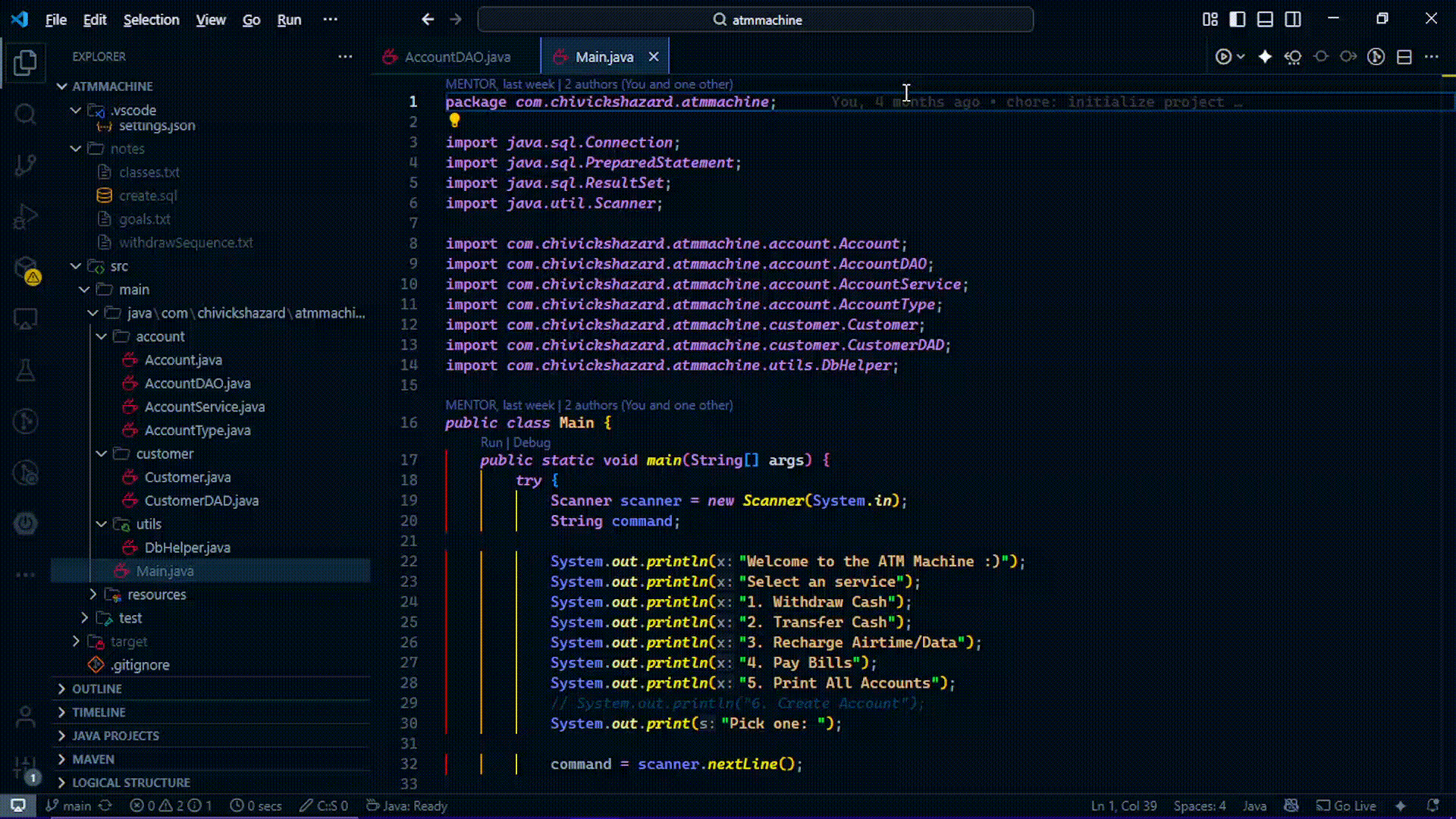 ATM CLI Simulation